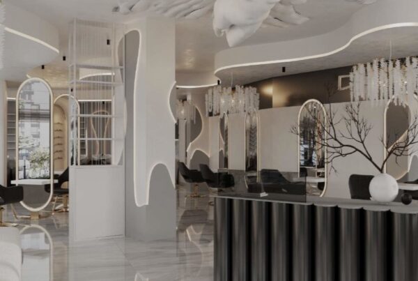 Modern hair salon interior at Davida Salon New York with elegant reception area